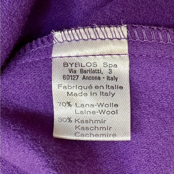 VINTAGE 1990s BYBLOS LADIES CASHMERE WOOL PURPLE SWING TOP COWL NECK EU 40 L - Picture 9 of 9